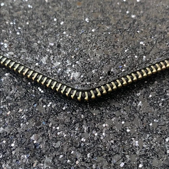 Rebecca Minkoff Envelope Glitter Leo Clutch Dressy Handbag Purse Black - Picture 8 of 9